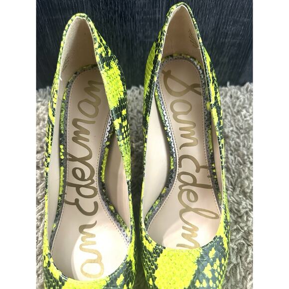 Sam Edelman Hazel Snake Skin High Heels Lime Green/Black Size 7.5M - Picture 4 of 12